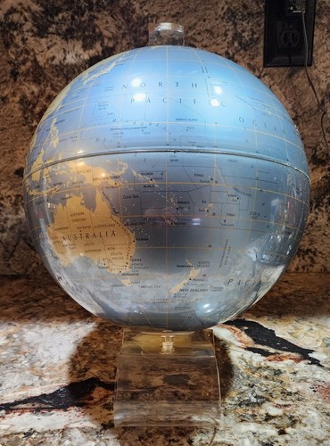 Rare Vintage Replogle Diamond Marquise Globe w Lucite Stand Mid Century Modern - Picture 5 of 5