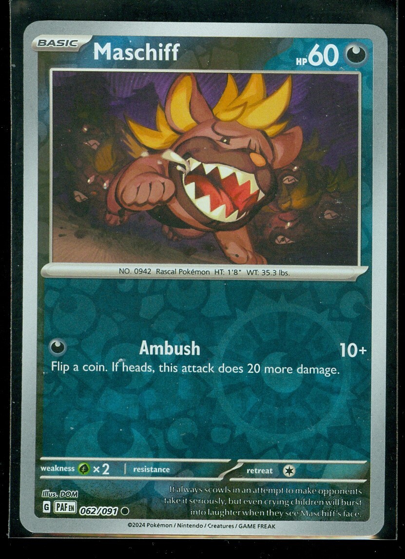 Pokemon MASCHIFF 062/091 - Paldean Fates - Rev Holo - - MINT