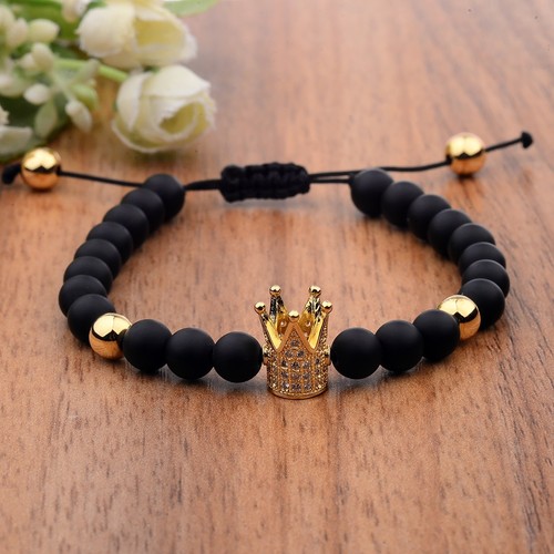 Imperial Zircon Crown Charm Men Bracelets Natural Stone Beads Jewelry Xmas Gifts - Picture 20 of 56