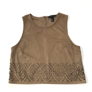 Forever-21-Crop-Top-Womens-Small-Suede-Boho-Coachella-Cut-out-Hippie-Festival-S