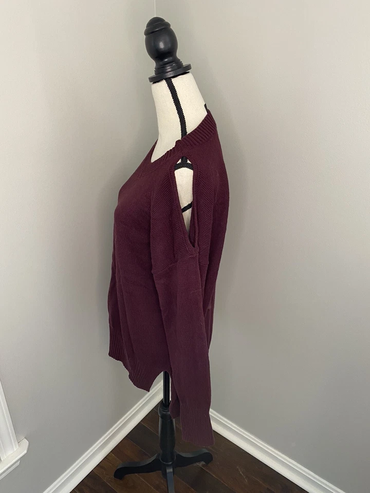 Suéter Pullover BCBG Max Azria Para Mujer Hombro Frío Manga Larga Alto-Bajo, L Foto 2 de 4