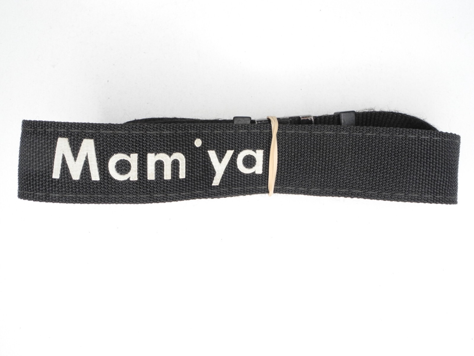 (Missing & Peeling Letters) Mamiya Black / White Camera Neck Strap (NO LUGS)