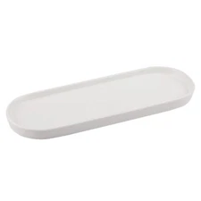 White Vanity Tray for Bathroom Counter Long Narrow Tray Ceramic Tray for Kitc...