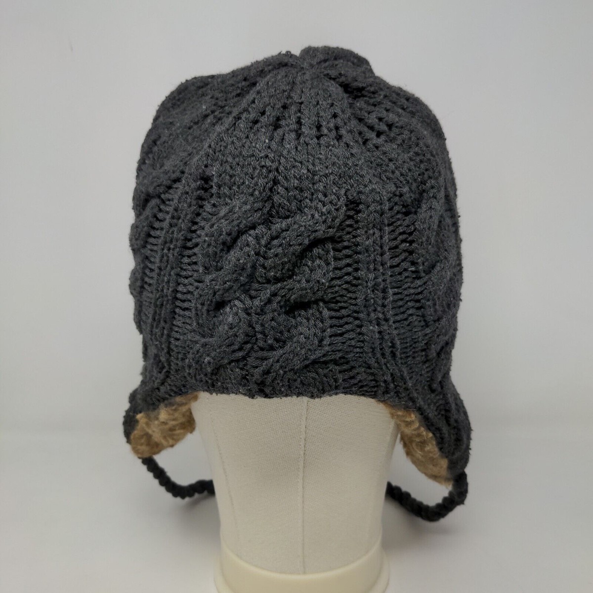 Charlotte Russe Women's Cable Knit Trapper Hat Gray Ear Flaps | eBay