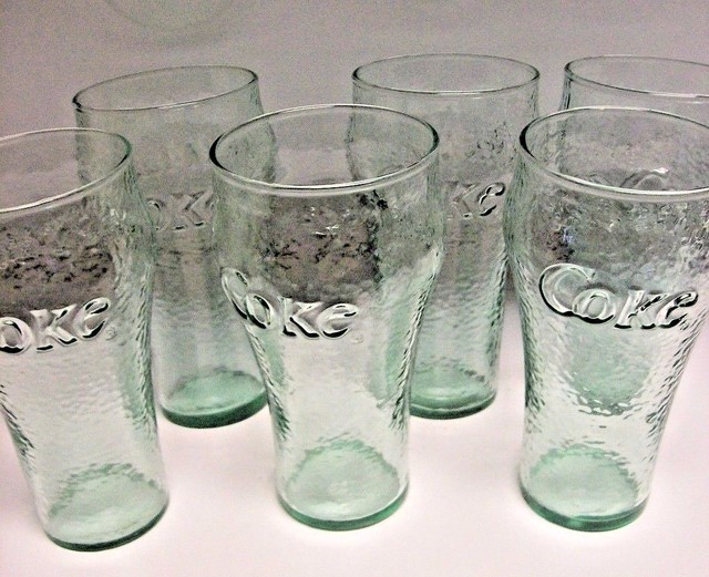 6 Vintage Coca Cola Green Glasses eBay