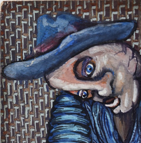 PAUL SHIMON-NY Modernist-Original Signed Gouache-Surreal Figures and Interior - Picture 3 of 9