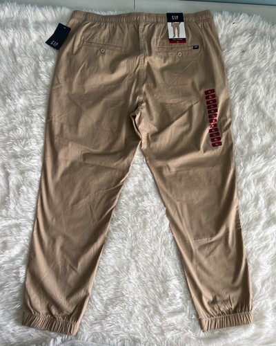 Gap Men’s Twill Jogger Pants Sz XL Tapered Stretch Tan Brown - Picture 6 of 13