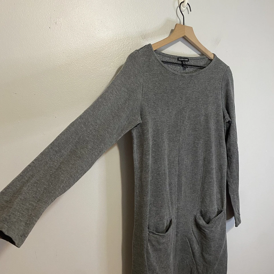 Vestido Eileen Fisher Feminino Tamanho Pequeno Cinza Lã Manga Longa Bolsos Elásticos EUA - Imagem 4 de 4
