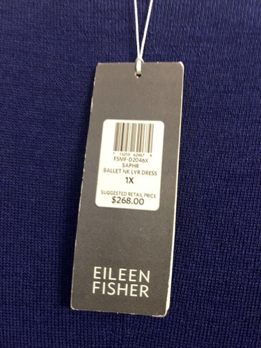 NWT $268 Eileen Fisher Sapphire Merino Wool Ballet Neck Dress 1X 3X - Picture 5 of 8