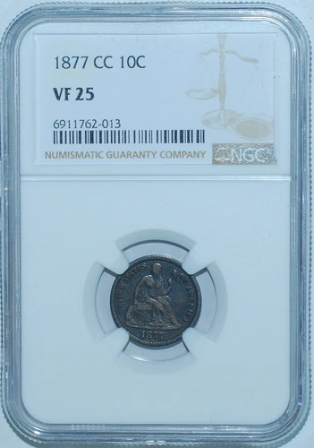 1877 CC NGC VF25 Carson City Seated Liberty Dime