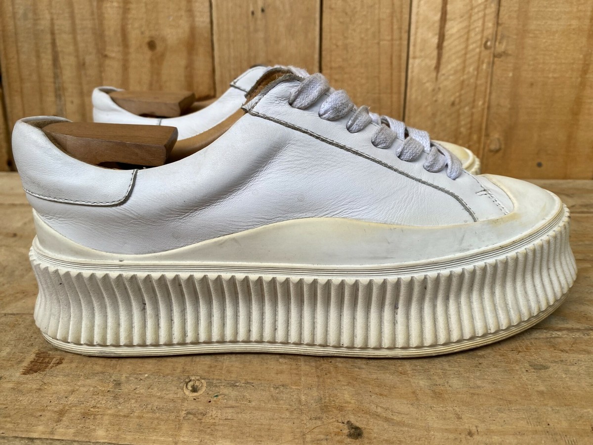 JIL SANDER White Women Platform Leather Sneakers Size- EU 36 JIL SANDER White Women Platform Leather Sneakers Size- EU 36