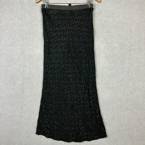 Forever New Skirt Womens 12 W30xL38 Black Satin Pure Viscose Elastic Waist