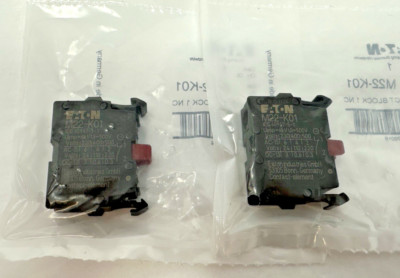NEW Lot of (2)  Eaton Pushbutton Contact Block  M22-K01 Fast Free Shipping!