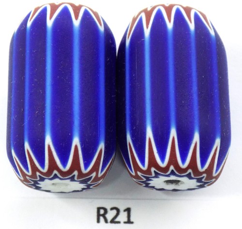 RARO Par Emparejado Chevron Trade Bead African Howard Collection R21 Bg 70 - Imagen 2 de 2