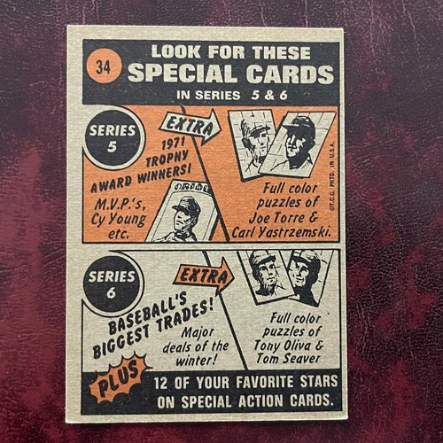 1972 Topps Set BILLY MARTIN IN-ACTION #34 DETROIT TIGERS - NR-MINT *HIGH GRADE* - Picture 2 of 2