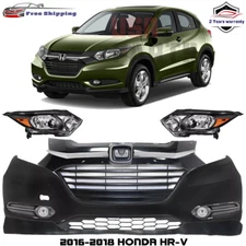 Front Bumper Cover Fascia & Grille Assembly Kit For 2016-2018 Honda HR-V