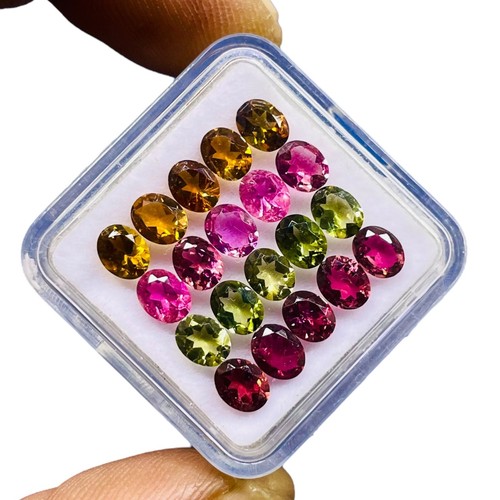 VVS 20 Pcs Natural Tourmaline 5x4mm Oval Cut Loose Untreated Gemstones 6.90 Cts - Picture 2 of 8