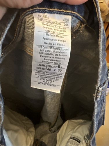 Pantalones de mezclilla para hombre Carhartt ajuste tradicional (CAT2, 2112) talla 40x30 - Imagen 5 de 5