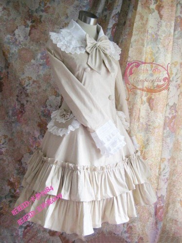 Cosplay Gothic Lolita Vintage Coat/ Dress with bowknot (white/black/sky blue) - 第 1/10 張圖片