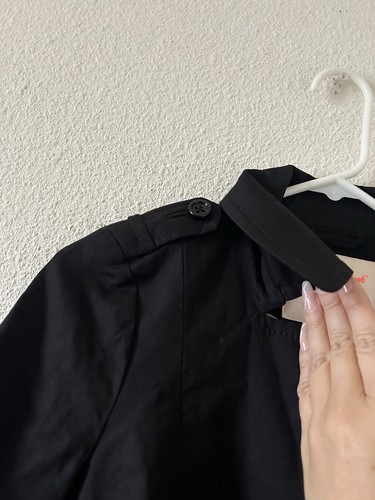 Kate Spade X Florence Broadhurst Black Scalloped Hem Trench Coat Size 0 Dresssy - Picture 17 of 17