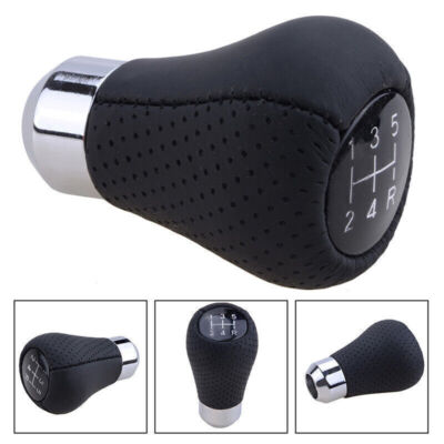 Universal Car Gear Shift Knob Manual Shifter Lever Handle Stick Black Leather 1X