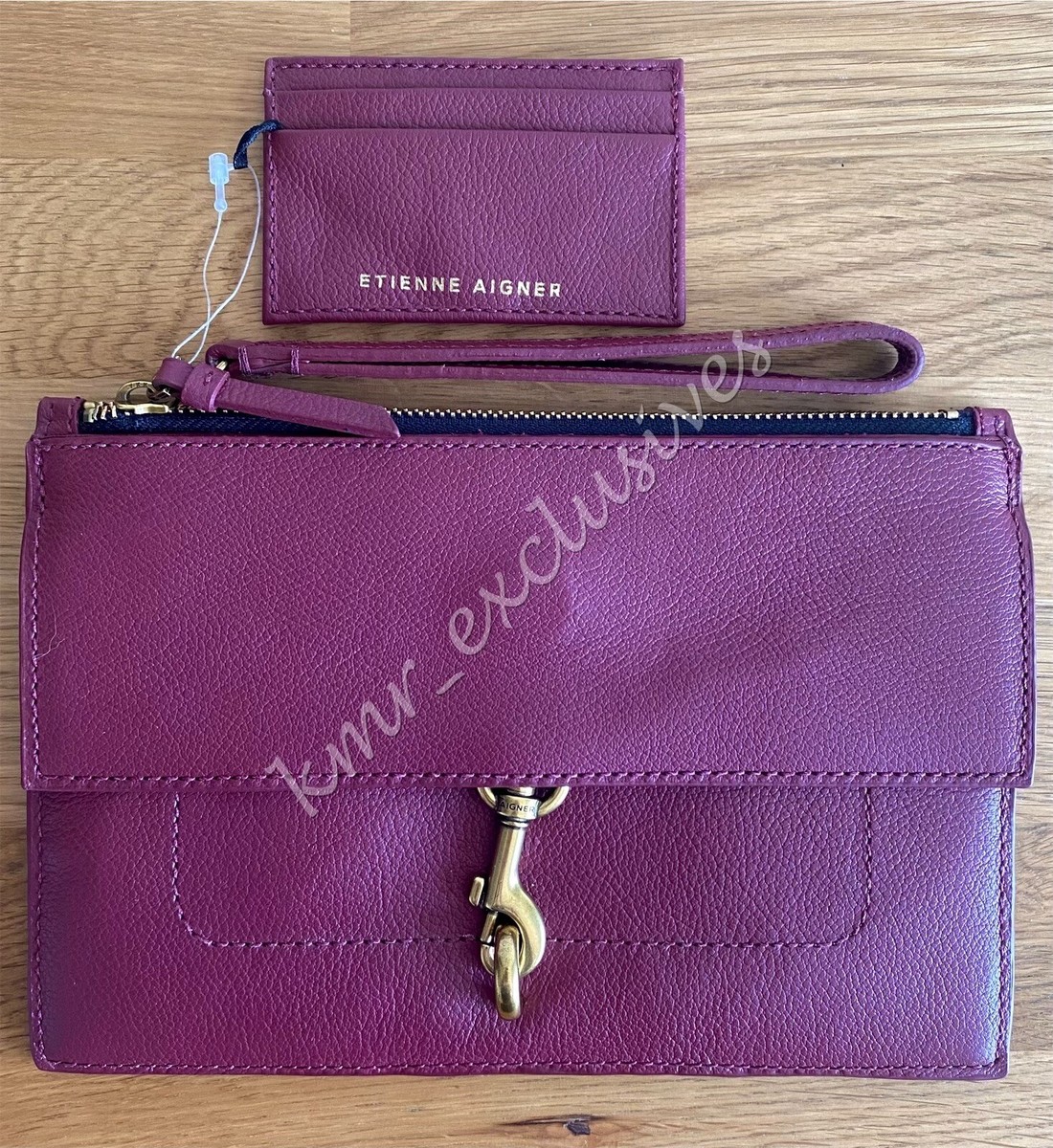 NEW Etienne Aigner Medium Harper Wristlet w/ Card Case in Antic