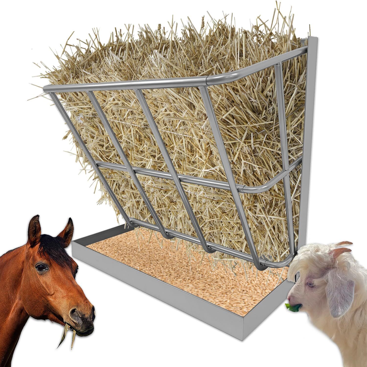 Hay Feeder Goat, 20 Gallon Multiple Sided Goat Hay Rack, Heavy Duty