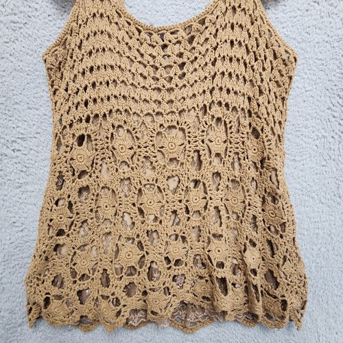 Vintage Denim 24/7 Crochet Lace Top Womens L Ruffle Feminine Y2K Babydoll Boho - Picture 10 of 13