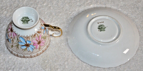 Vintage Tuscan Made In England Pink Blue Flowers China Cup & Saucer Set- PRISTIN - Picture 3 of 3