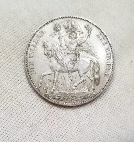 Saxony 1871 Unc 1 Thaler Taler Victory Over France Silver Germany German State - Picture 3 of 11