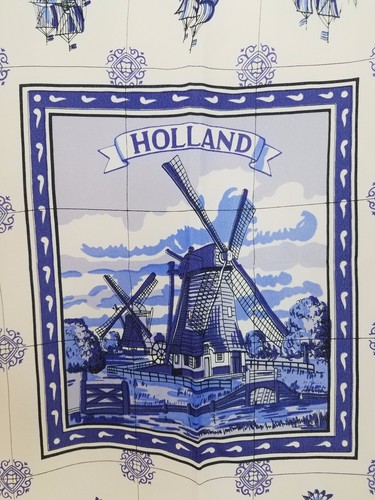 OLD DUTCH WALL-TILES 29 x30 Blue and White Square Vintage Scarf Delft Holland - Picture 7 of 9