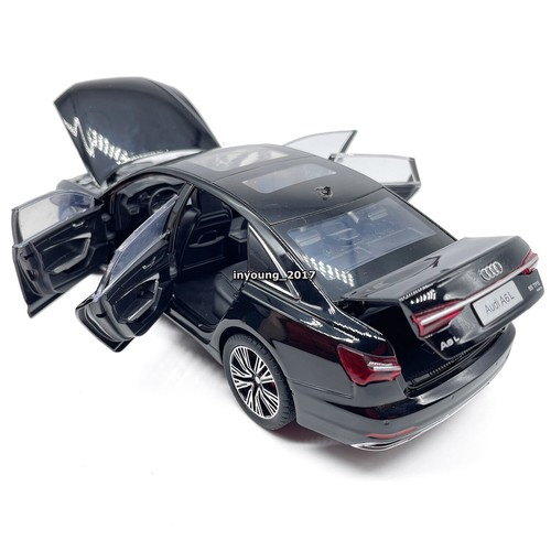 1:24 Audi A6L Model Car Diecast Toy Cars 4 Doors Open Pull Back Vehicles Black - Picture 9 of 11