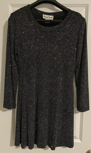 Vintage Ronni Nicole Women’s Dress Size 10P Long Sleeve Black Sequin NYE Party