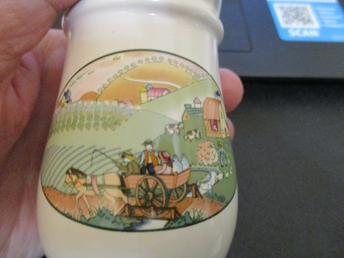 VINTAGE Milk White Ceramic Salt & Pepper Shaker Country Fall Harvest Scene Japan - Picture 8 of 8