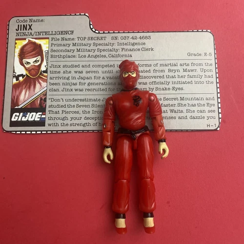 Jinx V1  1987 GI Joe ARAH Vintage Hasbro Action Figure W File Card