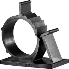 V1 Adhesive Cable Management Clips 1.0 Inch Adjustable Clamp Black 25 Pack