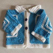 Handmade Baby Cardigan - Crocheted- Buttoned 0-6Months