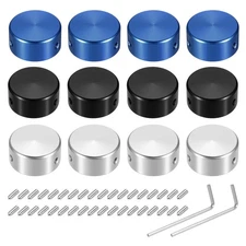12 Pcs Footswitch Toppers Guitar Pedal Button Footswitch Cover Blue Black Silver