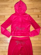  199 NEW NWT JUICY COUTURE Velour OG Bling Tracksuit Set in Vixen Pink Size S