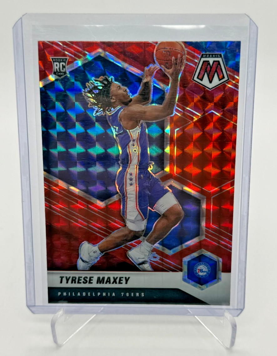 2020-21 Panini Mosaic Tyrese Maxey Red Mosaic RC #203