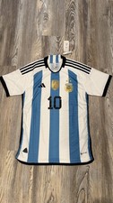 Argentina Home Striped Jersey PLAYET VERSION World Cup 2022 Messi #10 Large