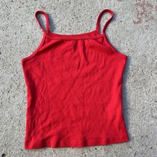 RLT Brianna Tank Top Red Women's Small Made in USA Spaghetti Cami Chic Model