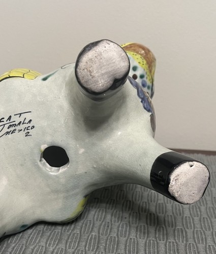 Mexican Tonala Pottery Donkey Burro 11” Signed By Artist - As Is - Bild 8 von 9