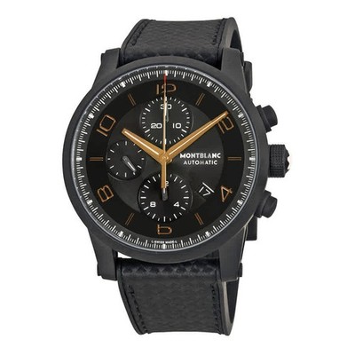 Montblanc Timewalker Chronograph Black and Grey Dial Black Leather Men's Watch