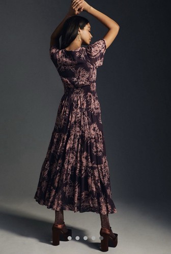 Anthropologie The Somerset Maxi Dress: Chiffon Edition Crimson Purple Sz XS - Picture 2 of 12
