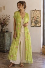 April Cornell Vintage Y2K Green Floral Sheer ...