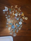 Huge Vintage Costume Jewelry Brooch Lot of All Different Rhinestone