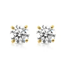 1/5ct Round Genuine Diamond Studs 14K Yellow Gold