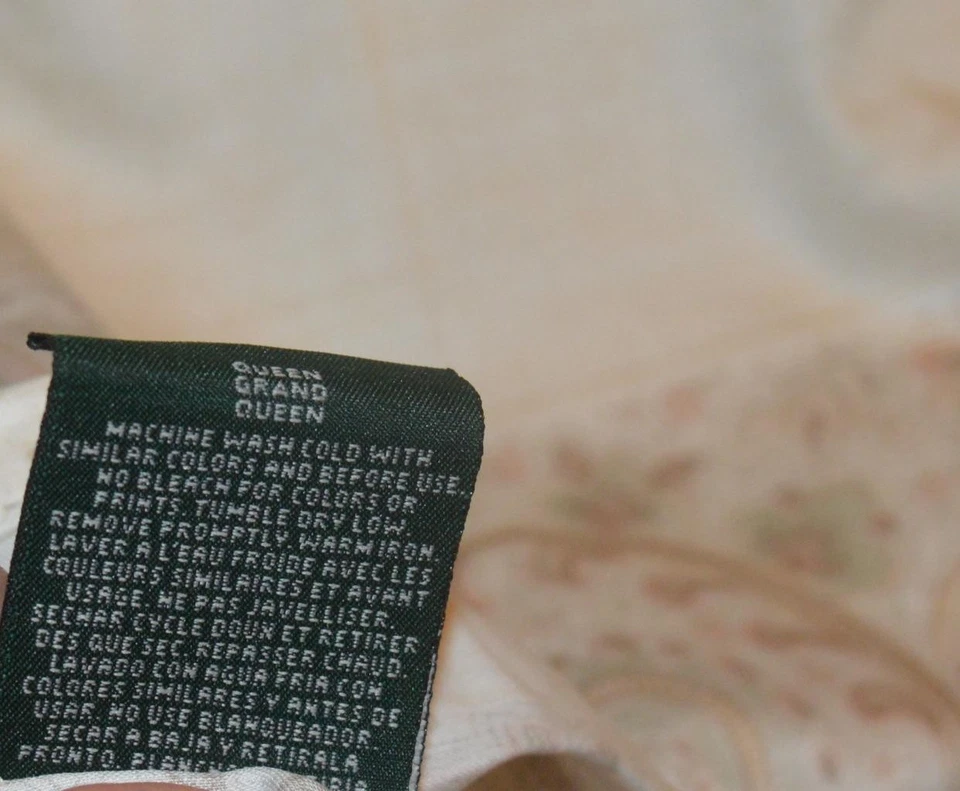 SÁBANA PLANA RALPH LAUREN Viajero Romántico Crema Rayas Cachemira REINA NUEVA RARA Foto 3 de 3