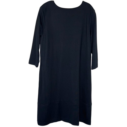 J. Jill Ponte Women Solid Black Sheath Minimalist Midi Dress Casual Plus Size 1X - Picture 2 of 8